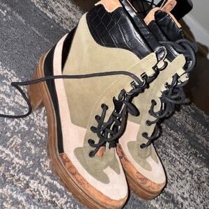 Stylish Two-Tone Lace-Up Boots